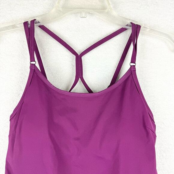 Athleta Cross Back Swim Blousy Tankini In Velvet Plum Size 32B/C Athletic Sporty - Picture 4 of 14